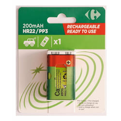 Carrefour 3616473157973 pile domestique Batterie rechargeable 9V Hybrides nickel-métal (NiMH)