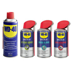 Kit Bâtiment Wd-40 Produit Multifonction Spray Double Position + Nettoyant contact + Graisse blanche + Super dégrippant