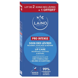 Laino Pro Intense Soin des Lèvres Lot de 3 x 4 g dont 1 Offert