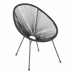 Hyba 3616957589313 chaise d'extérieur Siège à sangle Dossier à sangle Noir