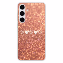 Coque en silicone - Compatible Samsung Galaxy S24 FE - design paillettes coeur
