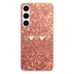 Coque en silicone - Compatible Samsung Galaxy S24 FE - design paillettes coeur