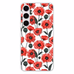 Coque en silicone - Compatible Samsung Galaxy S24 FE - design fleurs de pavot