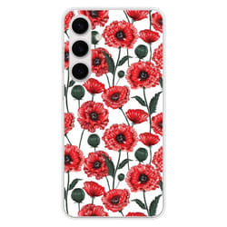 Coque en silicone - Compatible Samsung Galaxy S24 FE - design fleurs de pavot
