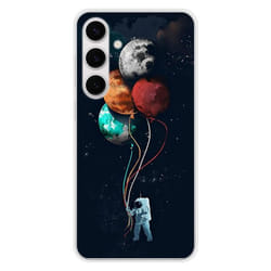 Coque en silicone - Compatible Samsung Galaxy S24 FE - design cosmonaute aux ballons