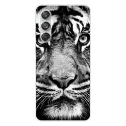 Coque en silicone - Compatible Samsung Galaxy M55 5G - design tigre blanc et noir