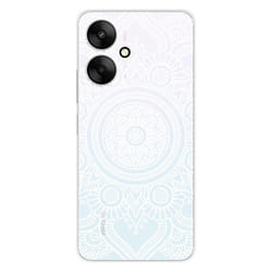 Coque en silicone imprimée compatible Xiaomi Redmi 13C 5G Mandala blanc