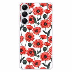 Coque en silicone renforcé imprimée compatible Samsung Galaxy A25 Fleurs de Pavot