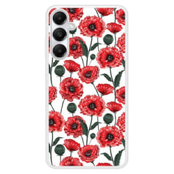 Coque en silicone renforcé imprimée compatible Samsung Galaxy A25 Fleurs de Pavot