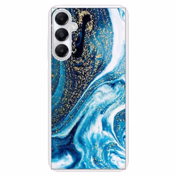 Coque en silicone renforcé imprimée compatible Samsung Galaxy A05S Marbre Bleu Pailleté