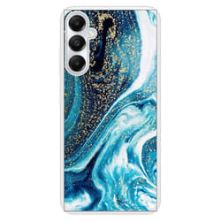 Coque en silicone renforcé imprimée compatible Samsung Galaxy A05S Marbre Bleu Pailleté