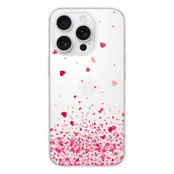 Coque en silicone - Compatible Apple iPhone 16 Pro - design confettis de coeurs rose