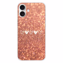 Coque en silicone - Compatible Apple iPhone 16 Plus - design paillettes coeur