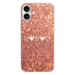 Coque en silicone - Compatible Apple iPhone 16 Plus - design paillettes coeur
