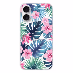 Coque en silicone - Compatible Apple iPhone 16 - design tropical aquarelle