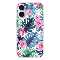 Coque en silicone - Compatible Apple iPhone 16 - design tropical aquarelle