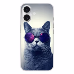 Coque en silicone - Compatible Apple iPhone 16 - design chat a lunette