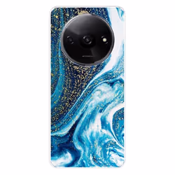 Coque en silicone - Compatible Xiaomi Redmi A3 4G - design marbre bleu paillete