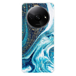 Coque en silicone - Compatible Xiaomi Redmi A3 4G - design marbre bleu paillete