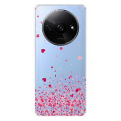 Coque en silicone - Compatible Xiaomi Redmi A3 4G - design confettis de coeurs rose