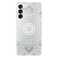 Coque en silicone imprimée compatible Samsung Galaxy M15 5G Mandala blanc