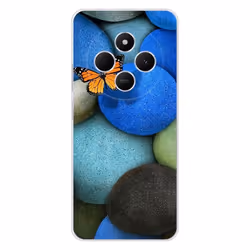 Coque en silicone - Compatible Xiaomi Redmi 14C 4G - design papillon galet bleu