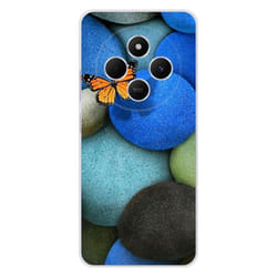 Coque en silicone - Compatible Xiaomi Redmi 14C 4G - design papillon galet bleu
