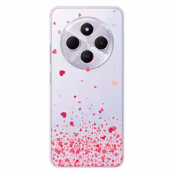 Coque en silicone - Compatible Xiaomi Redmi 14C 4G - design confettis de coeurs rose