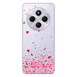 Coque en silicone - Compatible Xiaomi Redmi 14C 4G - design confettis de coeurs rose