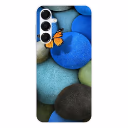 Coque en silicone - Compatible Samsung Galaxy A16 - design papillon galet bleu
