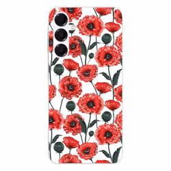 Coque en silicone - Compatible Samsung Galaxy A16 - design fleurs de pavot