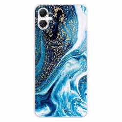 Coque en silicone - Compatible Samsung Galaxy A05 - design marbre bleu paillete
