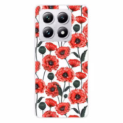 Coque en silicone - Compatible Xiaomi 14T Pro - design fleurs de pavot