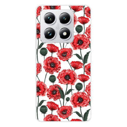 Coque en silicone - Compatible Xiaomi 14T Pro - design fleurs de pavot