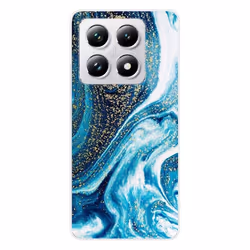 Coque en silicone - Compatible Xiaomi 14T 4G - design marbre bleu paillete