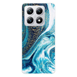 Coque en silicone - Compatible Xiaomi 14T 4G - design marbre bleu paillete