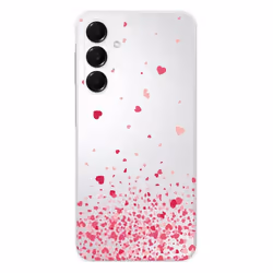 Coque en silicone - Compatible Samsung Galaxy A36 5G - design confettis de coeurs rose
