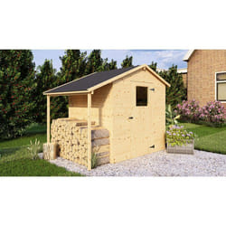 Abri de jardin en bois avec appentis - Pin brut - 296 m² (abri) + 088 m² (appentis) - Panneaux de 12 mm