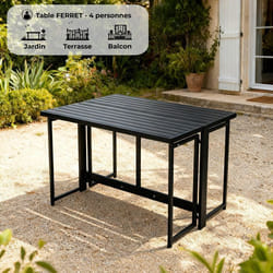 Table de jardin - FERRET - Pliante - Métal - Noir - 98 x 80 x 72 cm - 4 personnes
