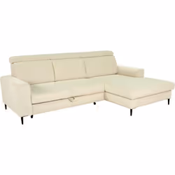 Canapé D'Angle Convertible - 4 Places - Nizza - Velours Côtelé Beige - Coffre - 250 X 166 X 92/104 Cm - Vue supplémentaire 2