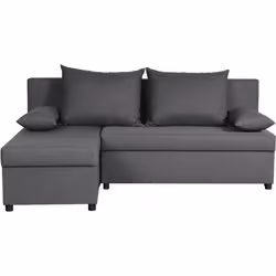 Canapé dangle réversible – Tissu Gris – L 192 x P 143 x H 79 cm – JOSS - Fabriqué en Ukraine