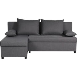 Canapé dangle réversible – Tissu Gris – L 192 x P 143 x H 79 cm – JOSS - Fabriqué en Ukraine