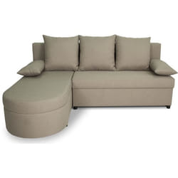 Canapé D'Angle Convertible Réversible 3 Places Jen - Tissu Brun - Style Contemporain - L196 X H88 X P159 Cm