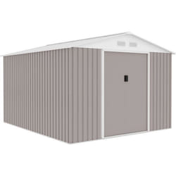 Abri De Jardin En Métal 8,84 M² - Kit D'Ancrage Inclus - Taupe