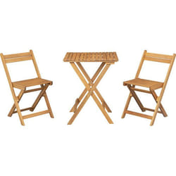 Set bistrot en bois dacacia FSC - SAVANA - 1 table carrée 60 x 60 cm et de 2 chaises pliables - 2 personnes