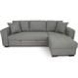 Canapé dangle convertible réversible 4 places - Tissu gris clair - L 244 x P 151 x H 90 -HAMILTON -Fabriqué en Ukraine