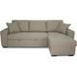 Canapé dangle convertible réversible 4 places - Tissu beige - L 244 x P 151 x H 90 - HAMILTON - Fabriqué en Ukraine