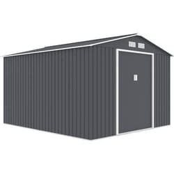 Abri De Jardin En Métal 8,84 M² - 277 X 319 X 202 Cm - Uranus - Kit D'Ancrage Inclus, 2 Portes Coulissantes - Gris