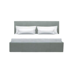 Lit coffre adulte martin - Couchage 160x200 cm - Gris clair - Sommier a lattes - l 209 x p 166 x h 99 cm