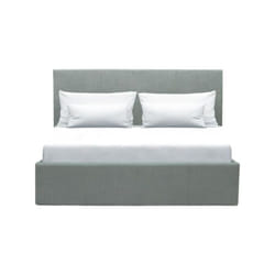 Lit coffre adulte martin - Couchage 140x190 cm - Gris clair - Sommier a lattes - l 201 x p 146 x h 99 cm